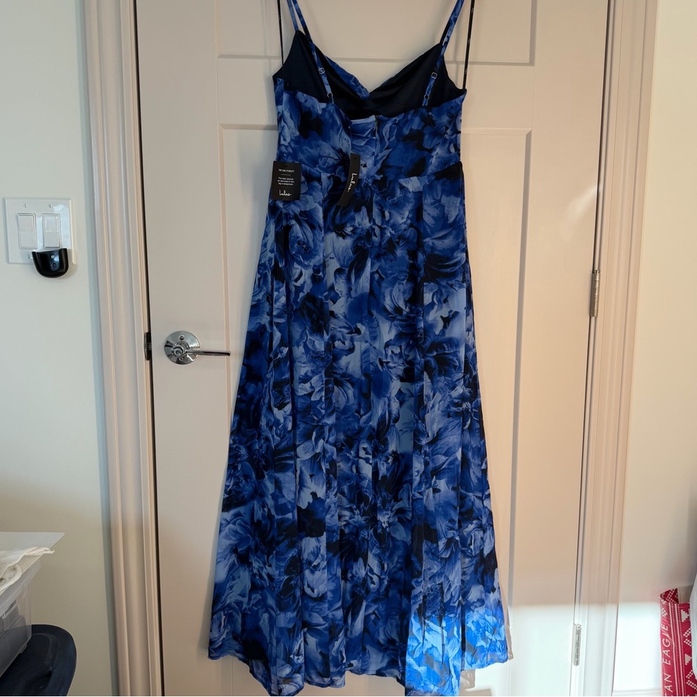 Lulus Beautiful Soul Blue Floral Print Twist-Front Maxi Dress - NWT - Picture 10 of 11